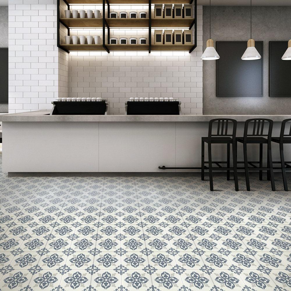 Somerset Shelley Encaustic Look 200x200 Matt Tile - Tile Lane