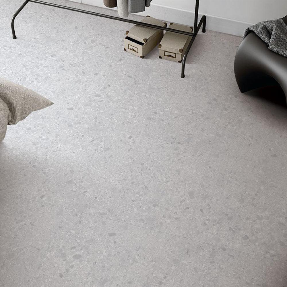 Verona White 600x600 Matt Terrazzo Porcelain Tile - Tile Lane