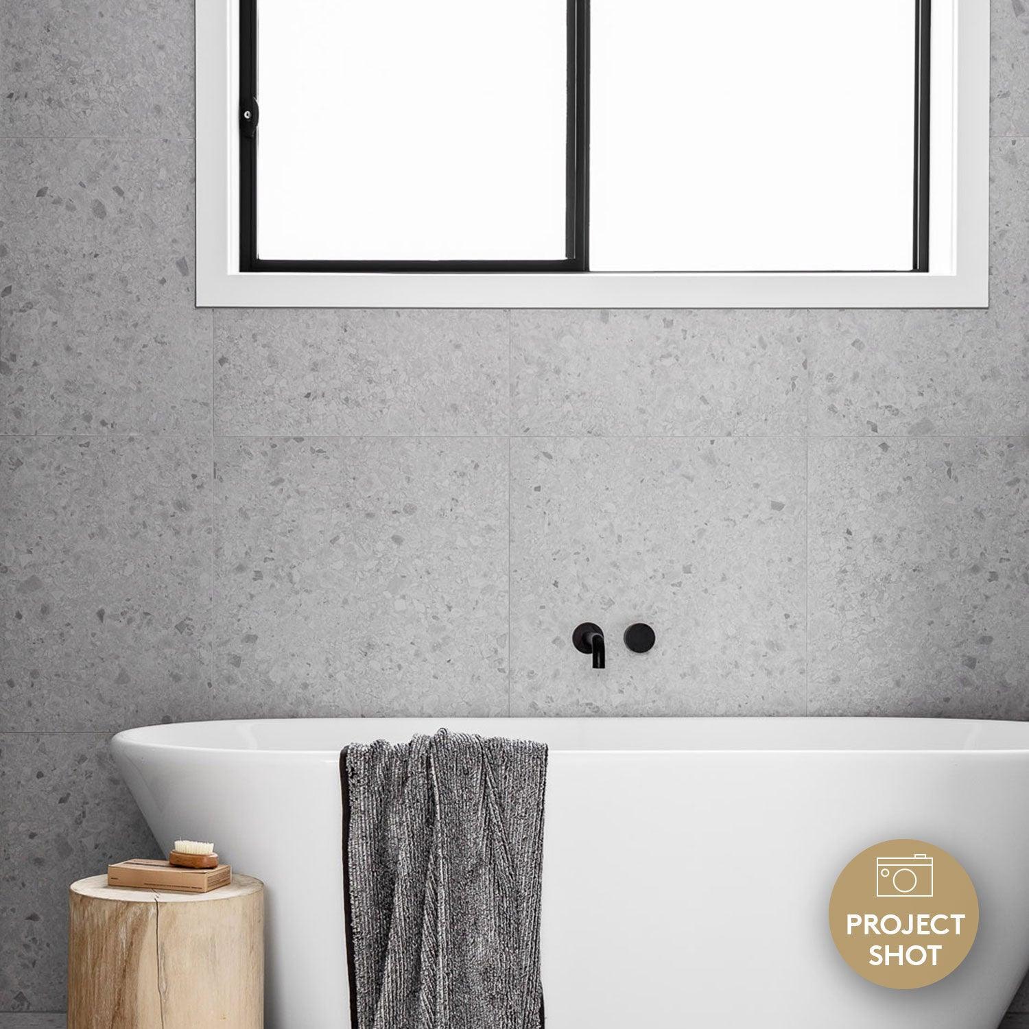 Verona White 600x600 Matt Terrazzo Porcelain Tile - Tile Lane