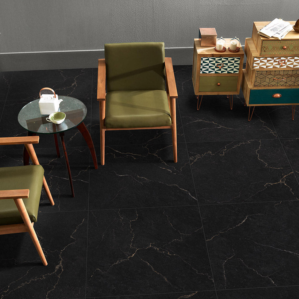 Adelaide Charcoal 600x600 Matt Marble Look Porcelain Tile