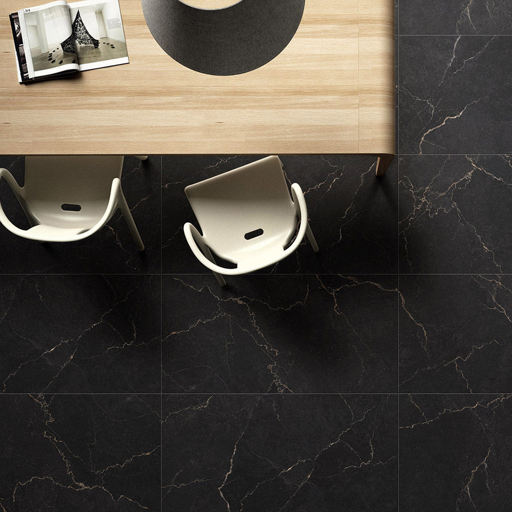 Adelaide Charcoal 600x600 Matt Marble Look Porcelain Tile