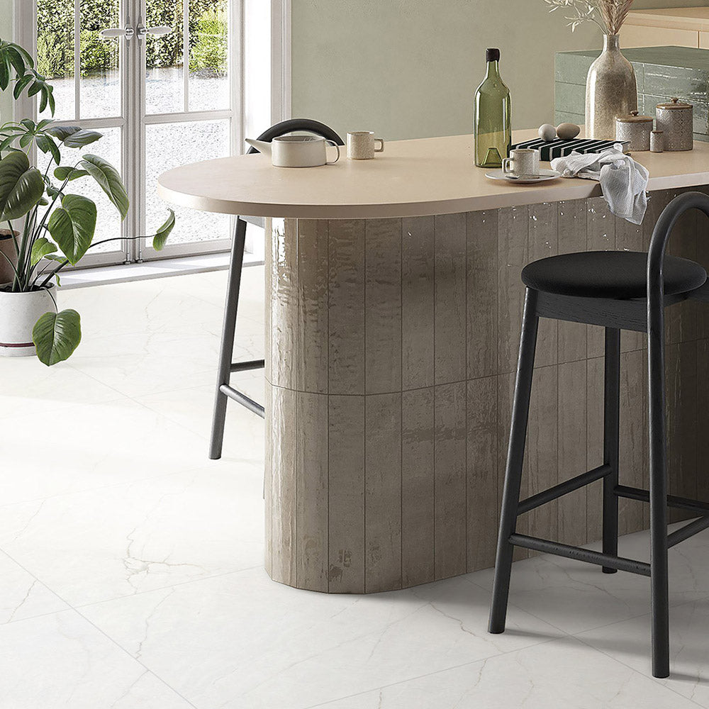 Adelaide White 600x600 Matt Marble Look Porcelain Tile