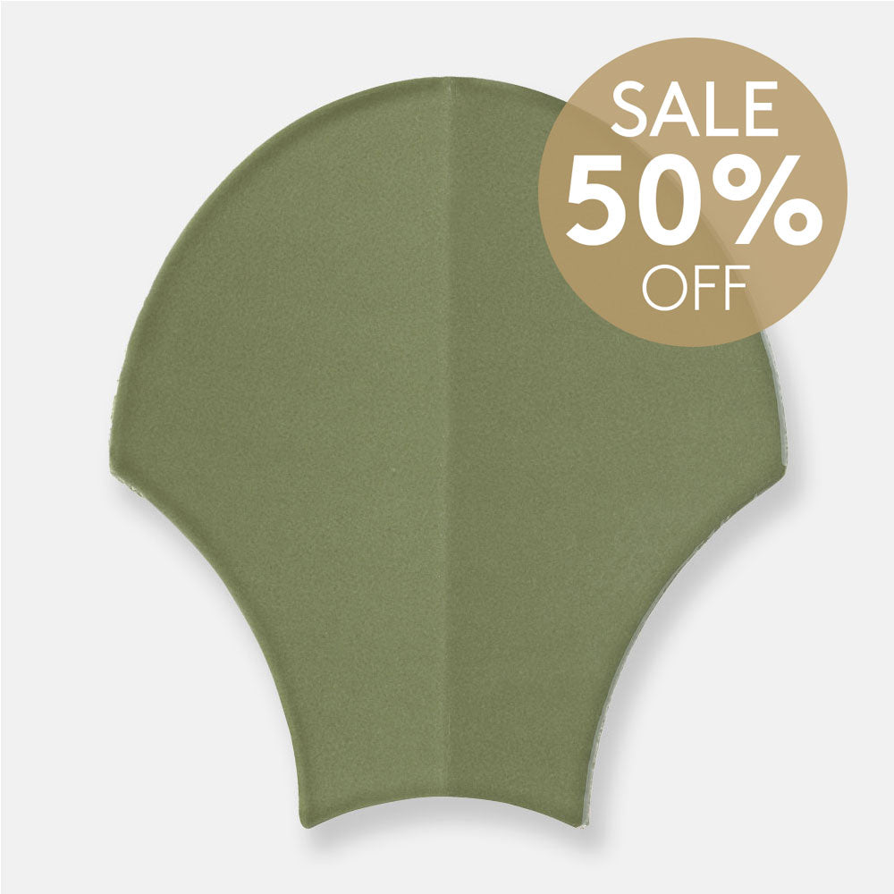 Agra Olive Green Feather 185x175 Gloss Ceramic Tile