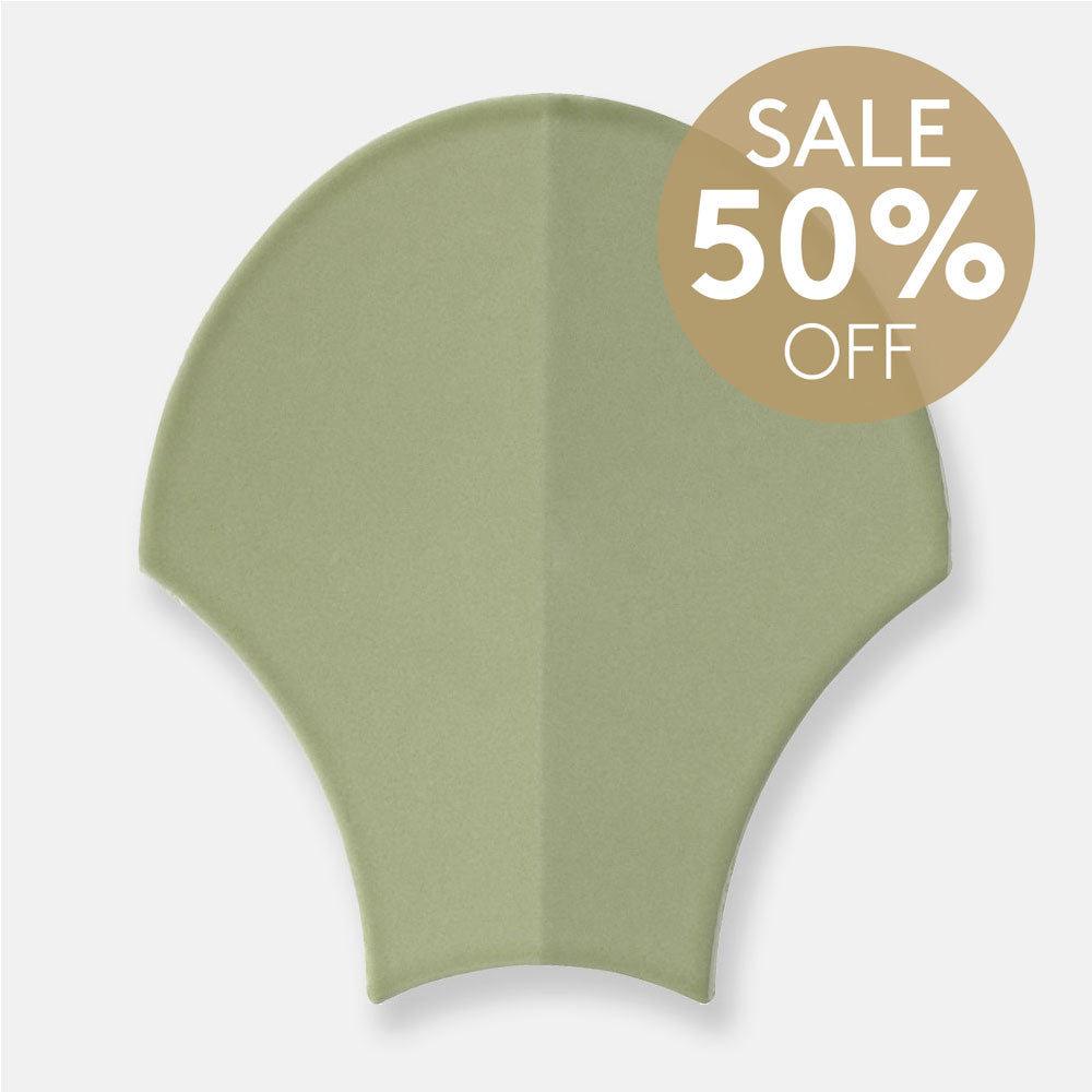 Agra Sage Green Feather 185x175 Gloss Ceramic Tile
