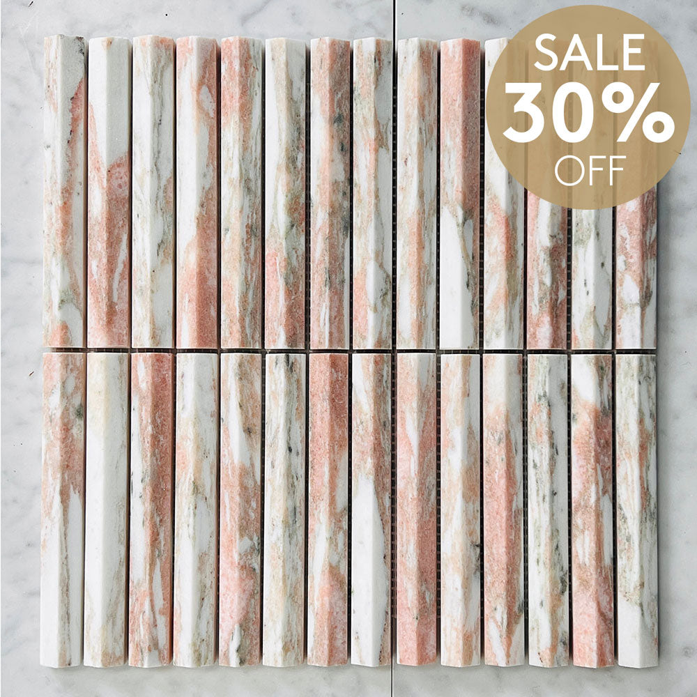 Athena Triangle Norwegian Rose 152x20x12 Honed Marble Mosaics (per sheet)