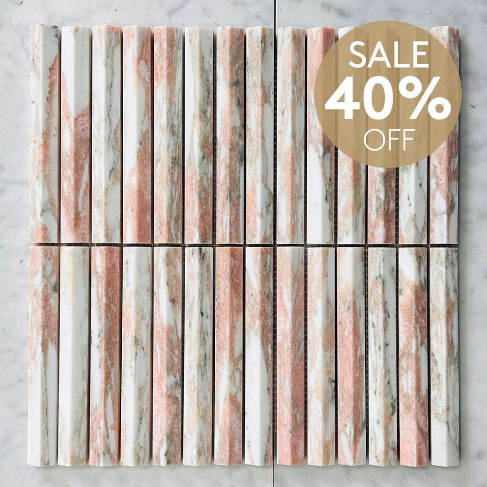 Athena Triangle Norwegian Rose 152x20x12 Honed Marble Mosaics (per sheet)
