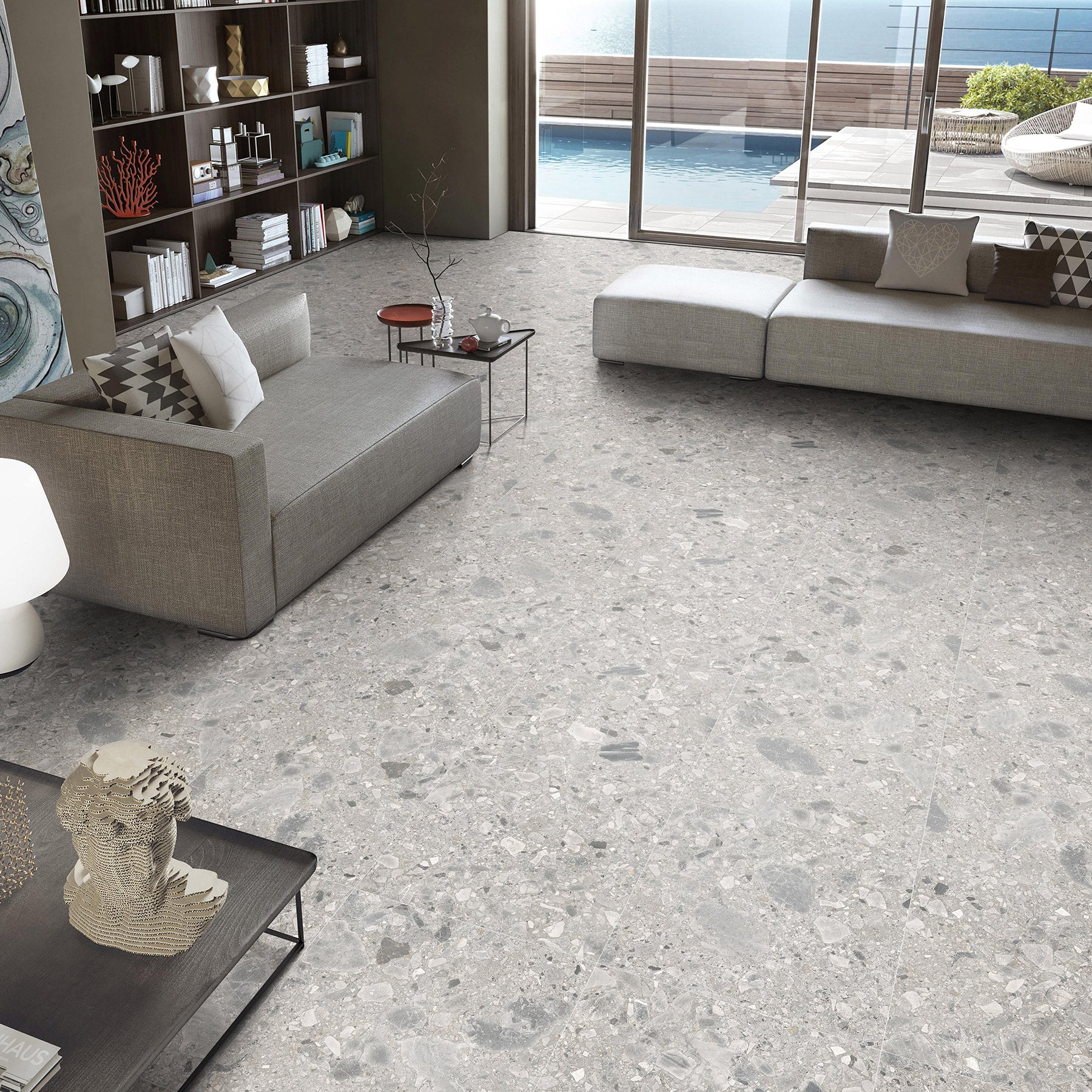 Bergamo Grey 600x600 Matt Terrazzo Porcelain Tile