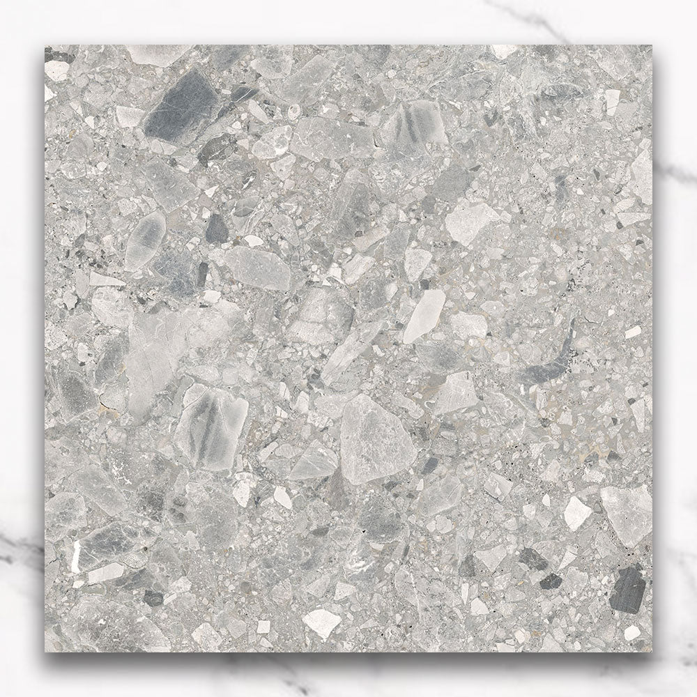 Bergamo Grey 600x600 Matt Terrazzo Porcelain Tile