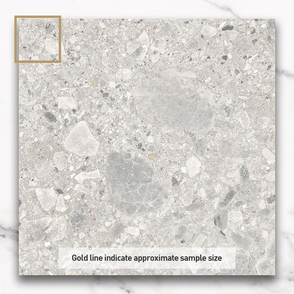 Bergamo Light Grey 600x600 Matt Terrazzo Porcelain Tile