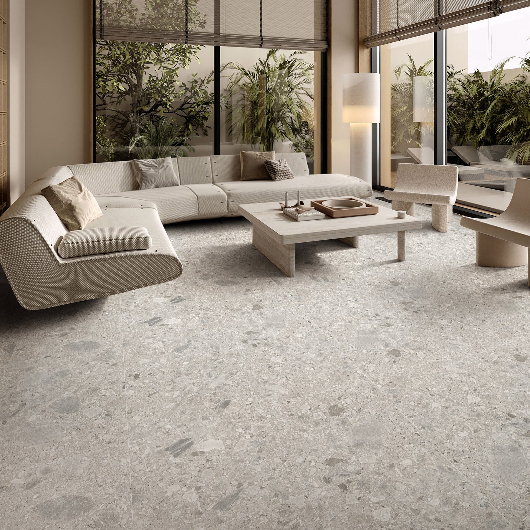 Bergamo Light Grey 600x1200 Matt Terrazzo Porcelain Tile