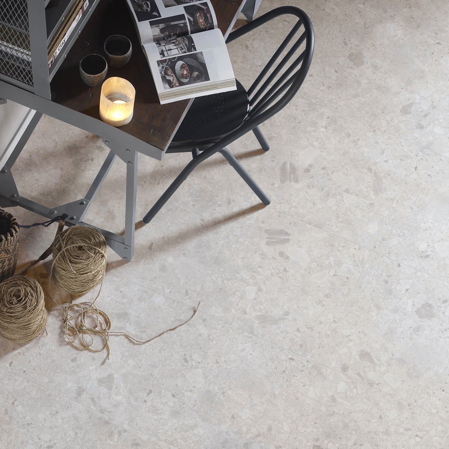 Bergamo White 600x1200 Matt Terrazzo Porcelain Tile