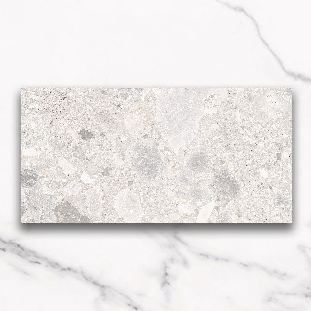Bergamo White 600x1200 Matt Terrazzo Porcelain Tile