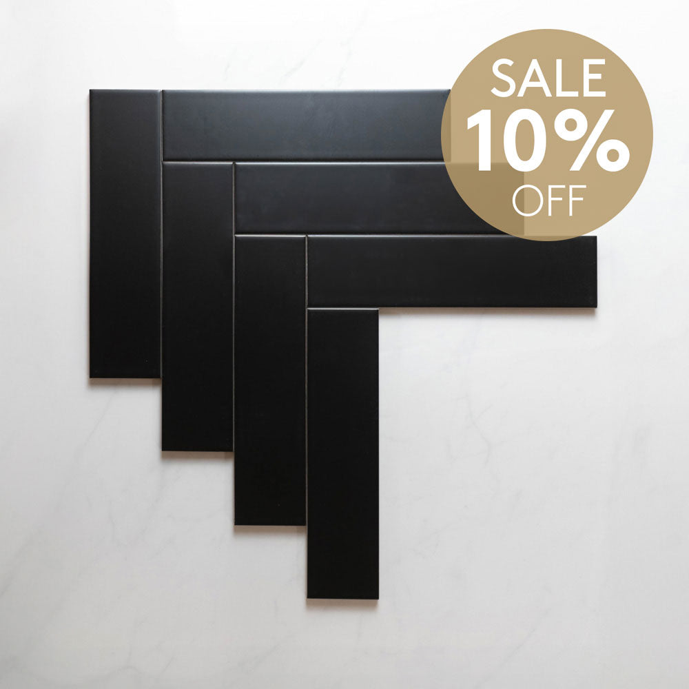 Cascade Black 75x300 Matt Cushion Edge Subway Tile