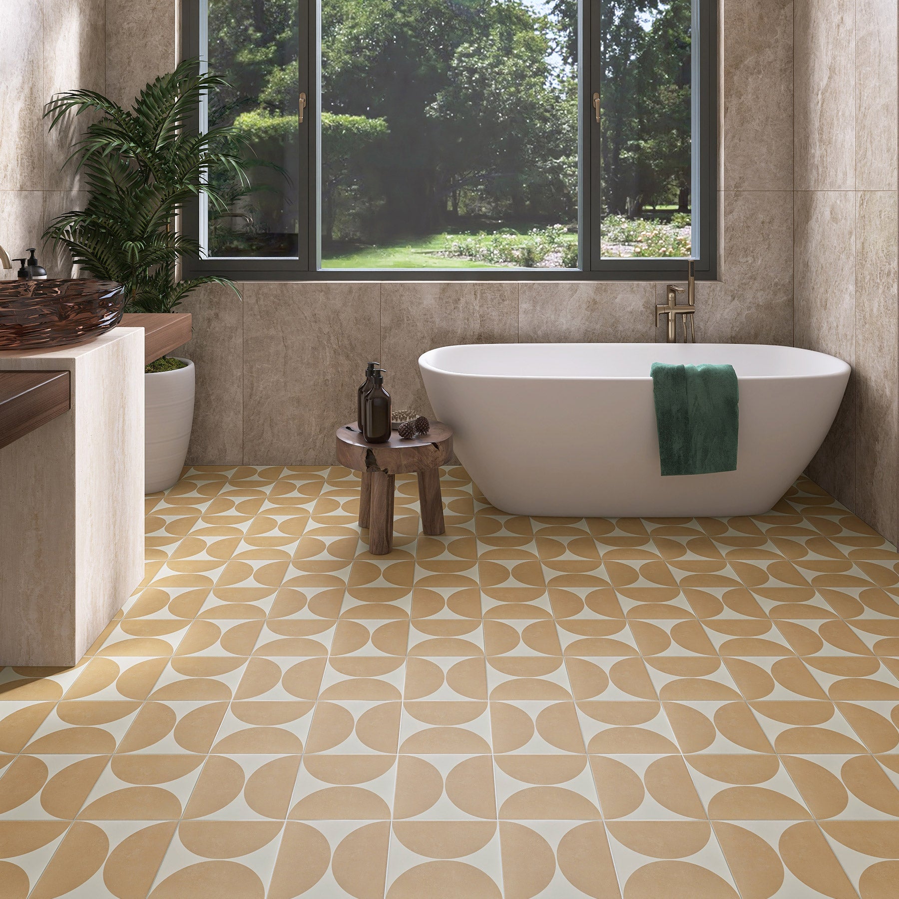 Heritage Duomo Arch Apricot Clay Encaustic Look 200x200 Matt Tile