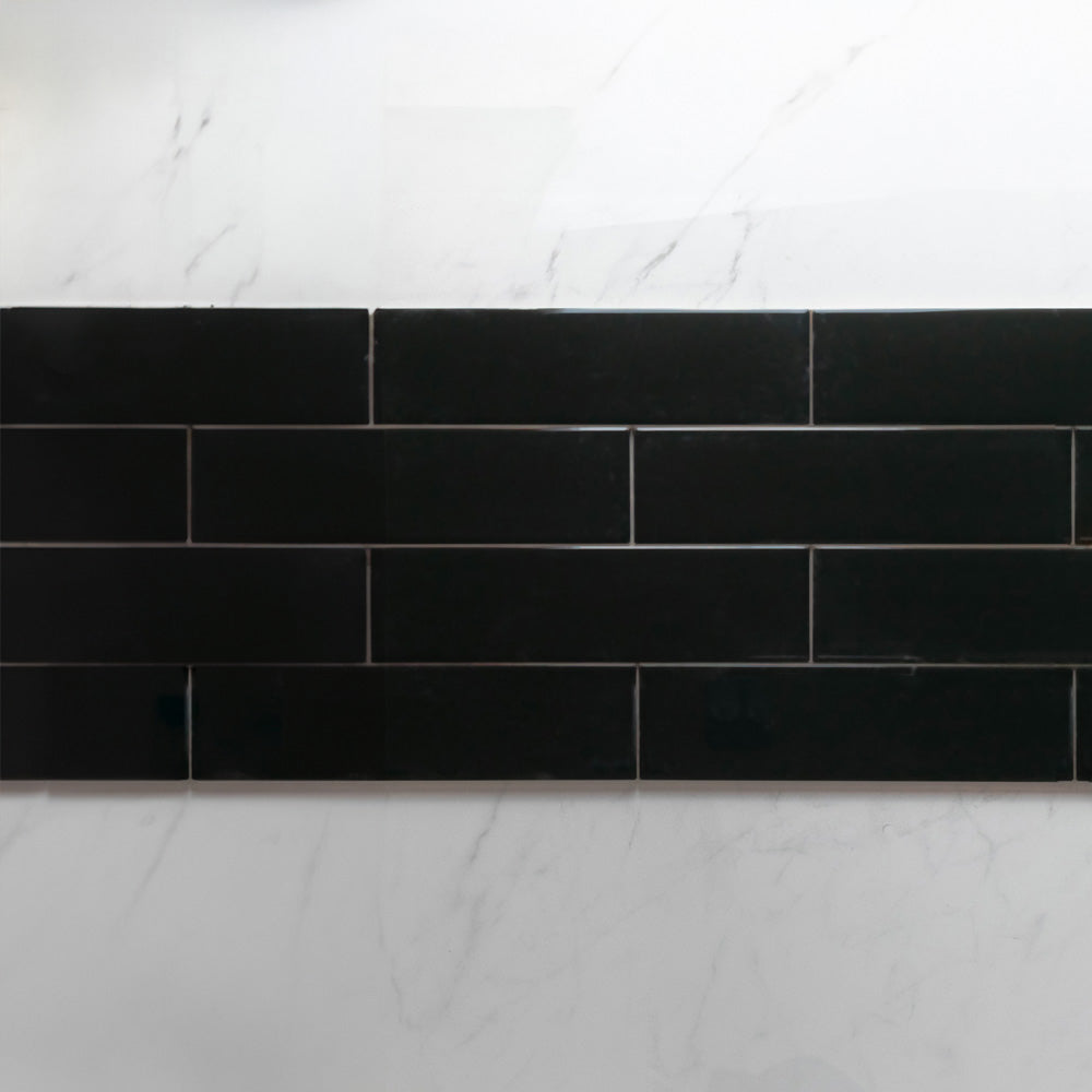 Cascade Black 75x300 Gloss Subway Tile