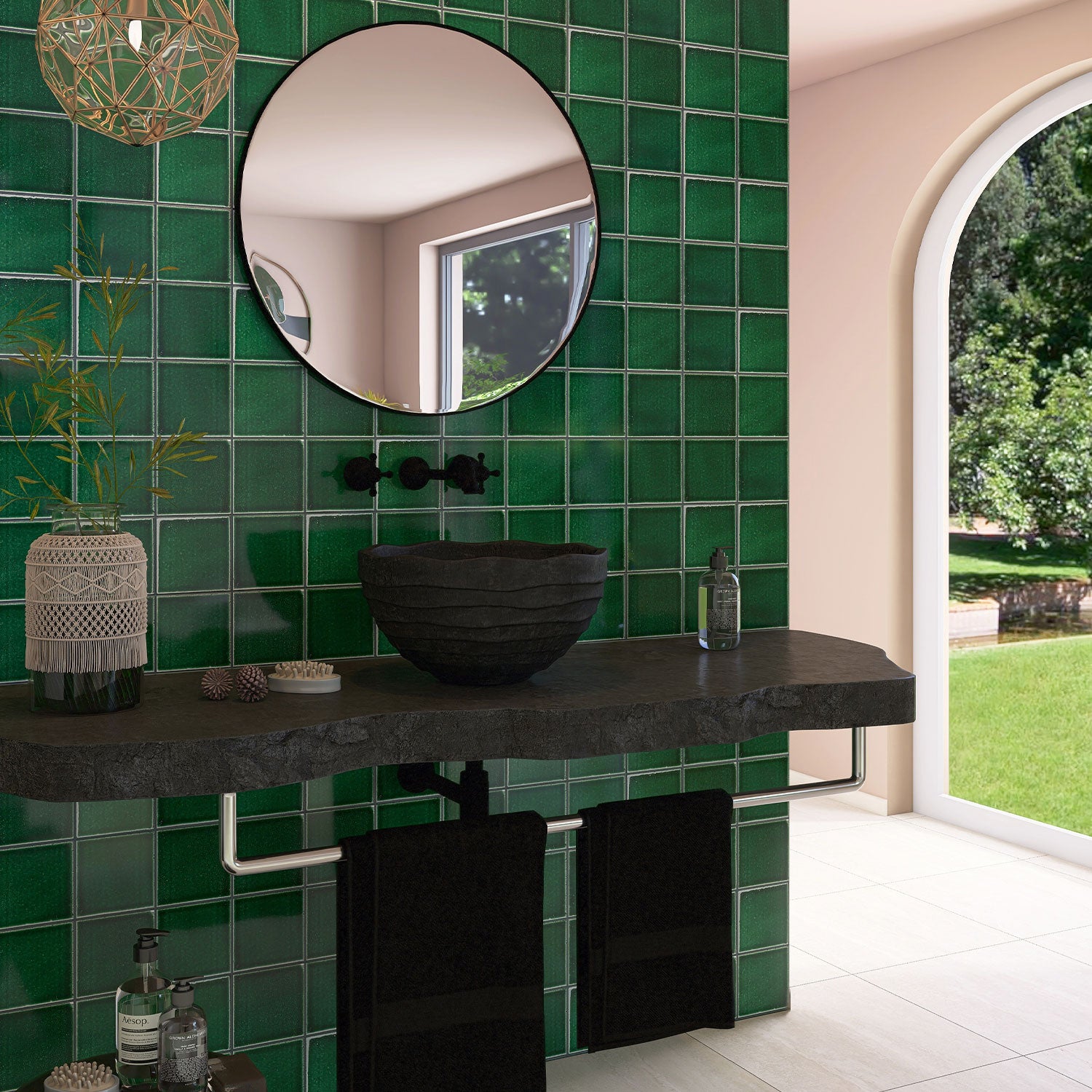 Havana Forest Green 150X150 Handmade Zellige Gloss Tile