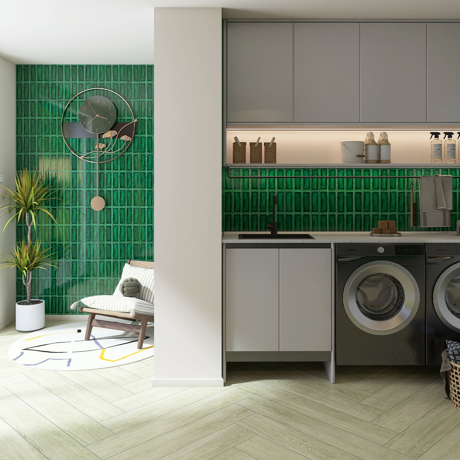 Havana Hunter Green 70x190 Handmade Zellige Gloss Subway Tile