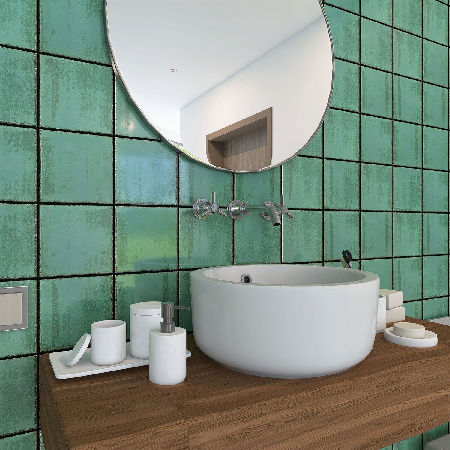 Havana Teal 150x150 Handmade Zellige Gloss Tile