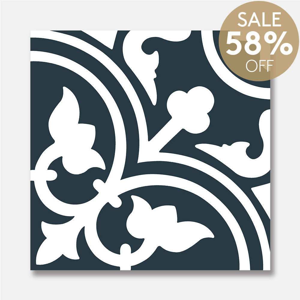 Heritage Aster Navy Encaustic Look 200x200 Matt Tile