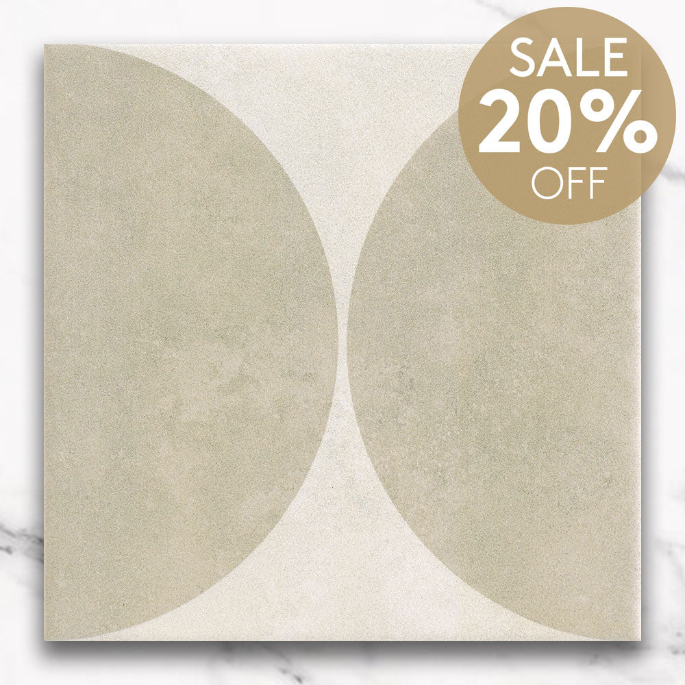 Heritage Duomo Arch Light Green Encaustic Look 200x200 Matt Tile