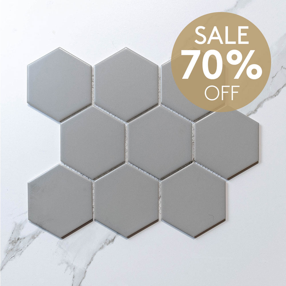 Hive L Grey 95x110 Matt - Hexagon Mosaic (per Sheet)