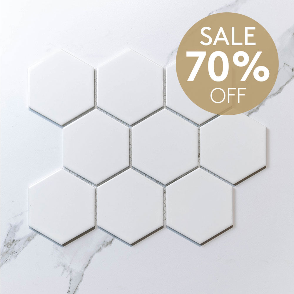 Hive L White 95x110 Gloss - Hexagon Mosaic (per Sheet)