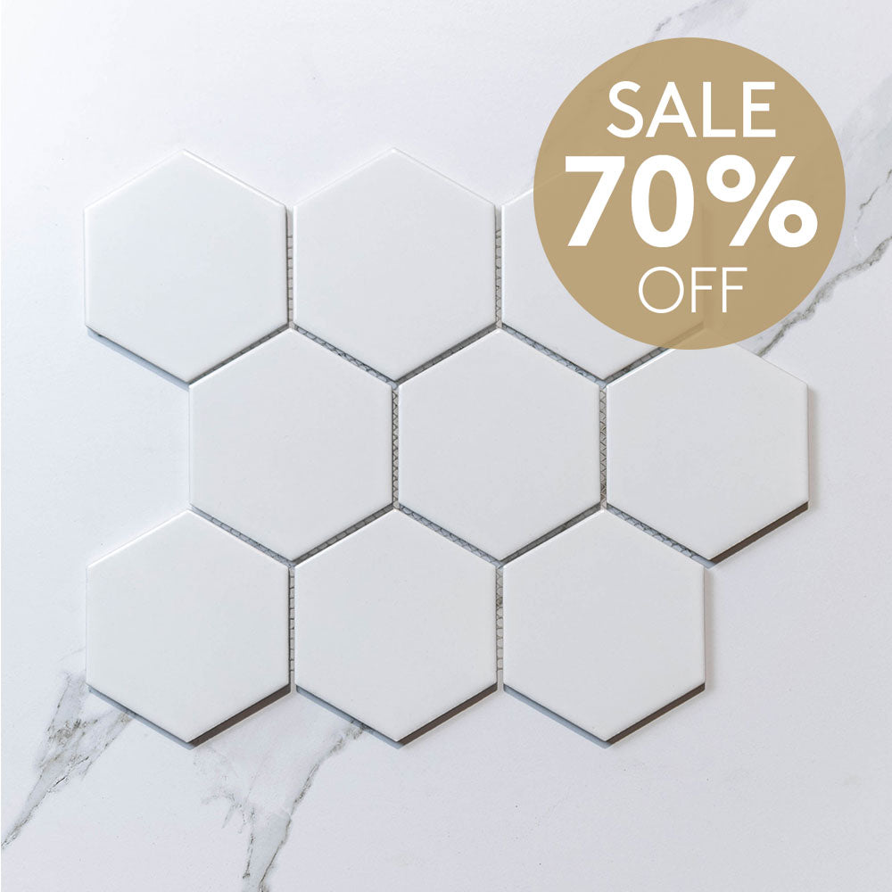 Hive L White 95x110 Matt - Hexagon Mosaic (per Sheet)