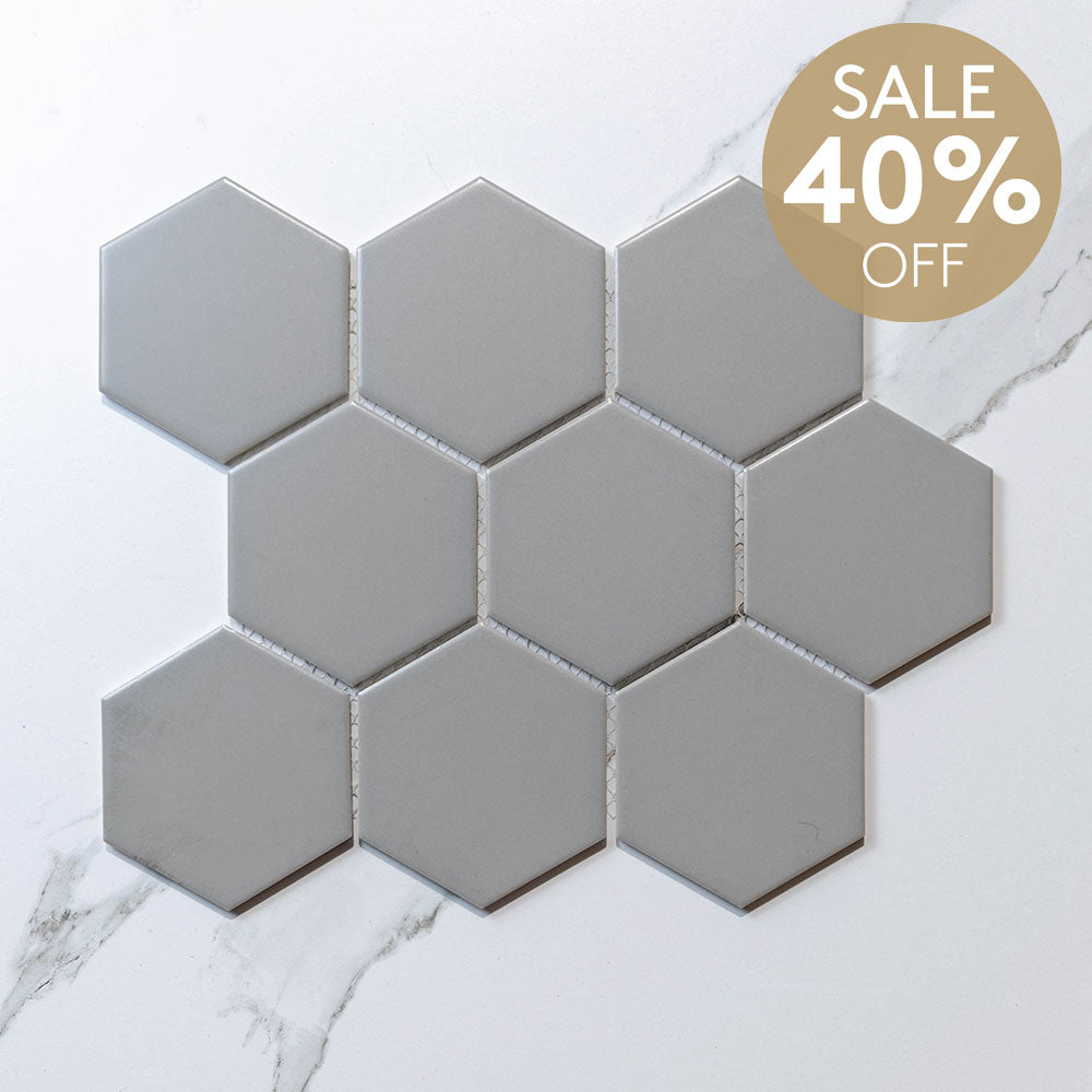 Hive L Grey 95x110 Matt - Hexagon Mosaic (per Sheet)