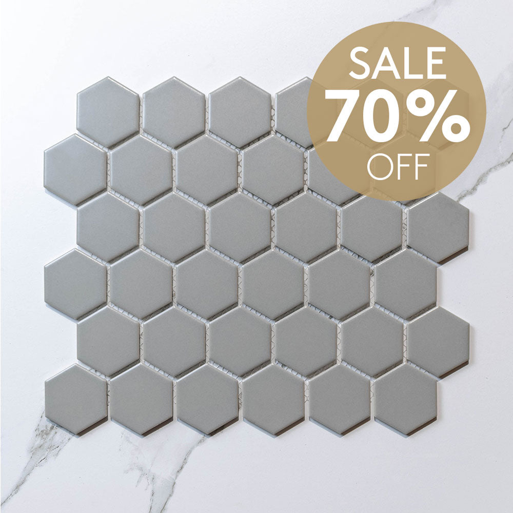 Hive M Grey 51x59 Matt - Hexagon Mosaic (per Sheet)