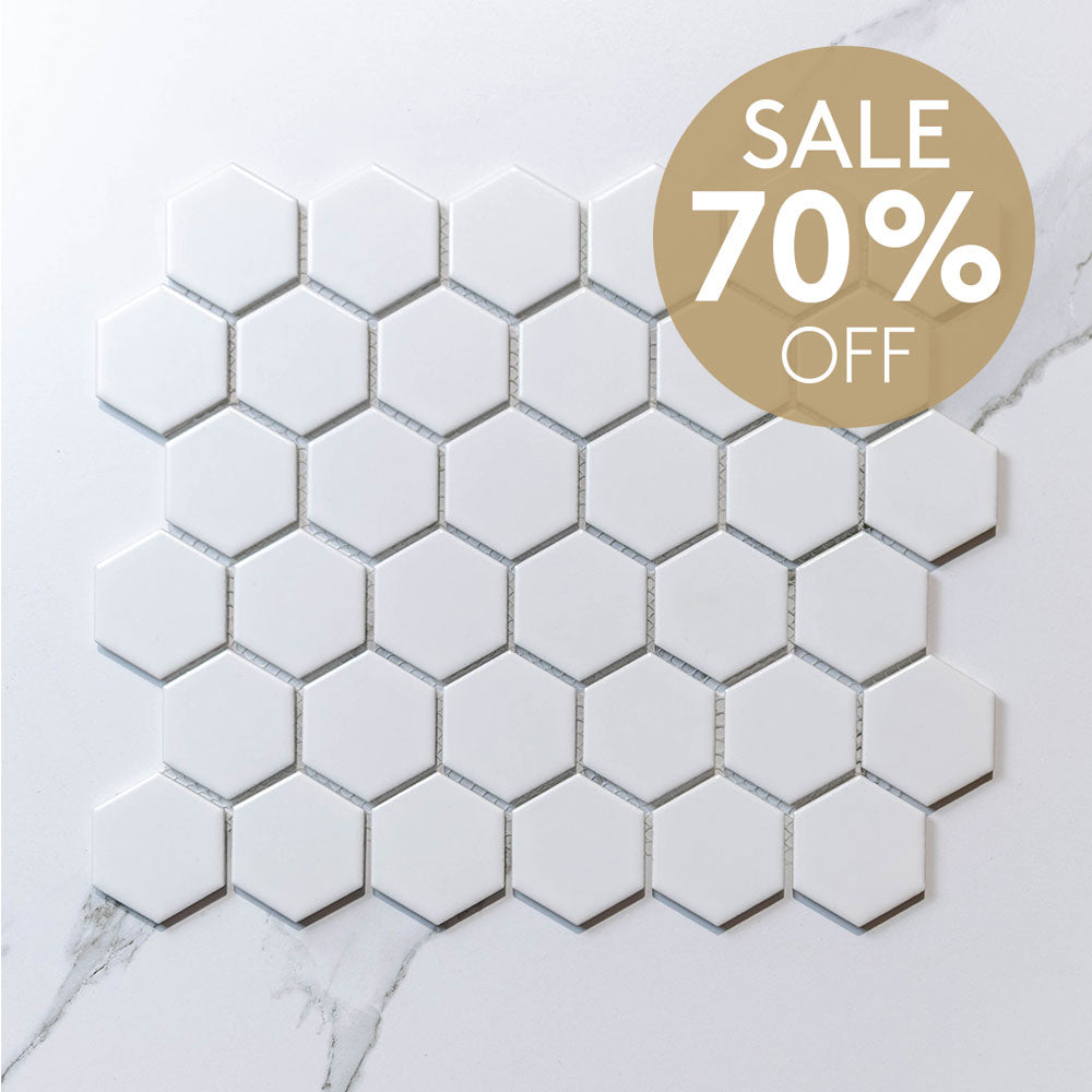 Hive M White 51x59 Gloss - Hexagon Mosaic (per Sheet)