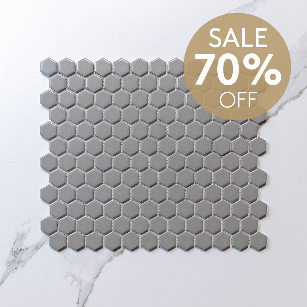 Hive S Grey  23x26 Matt Hexagon Mosaic (per Sheet)