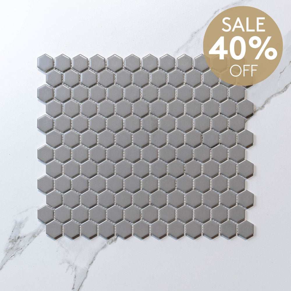 Hive S Grey  23x26 Matt Hexagon Mosaic (per Sheet)