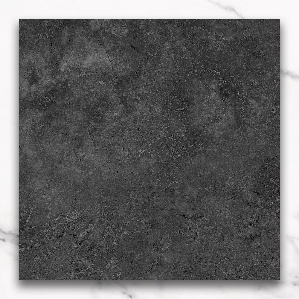 Kronos Charcoal 600X600 CC Travertine Look Matt Porcelain Tiles