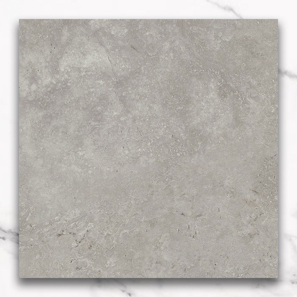 Kronos Mid Grey 600X600 CC Travertine Look Matt Porcelain Tiles