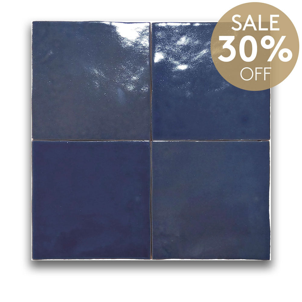 Manara Clay Meknes Marine Blue 100x100 Zellige Gloss Tile