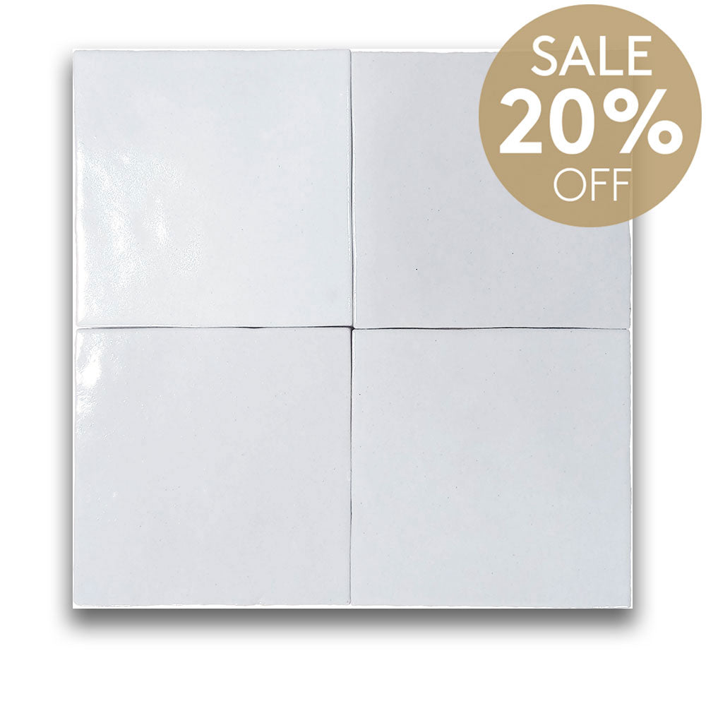 Manara Clay Sahara White 100x100 Zellige Gloss Tile