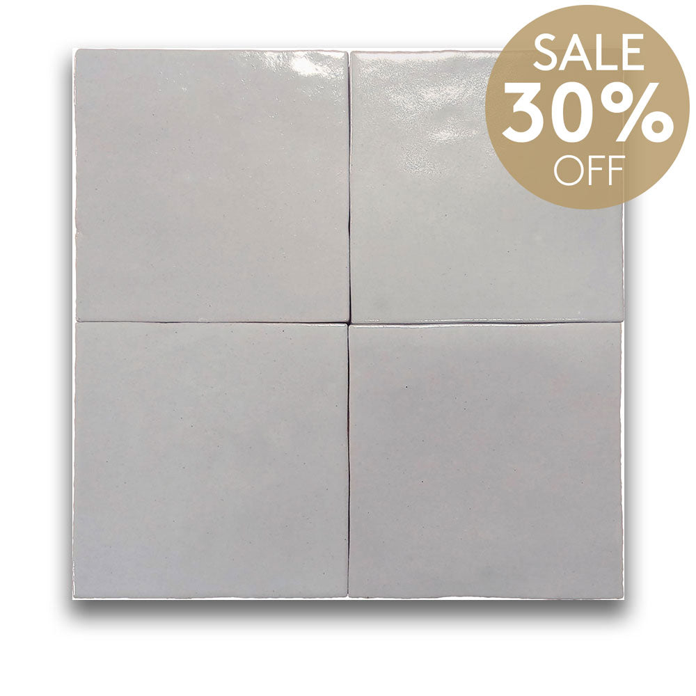 Manara Clay Sidi Salt Offwhite 100x100 Zellige Gloss Tile