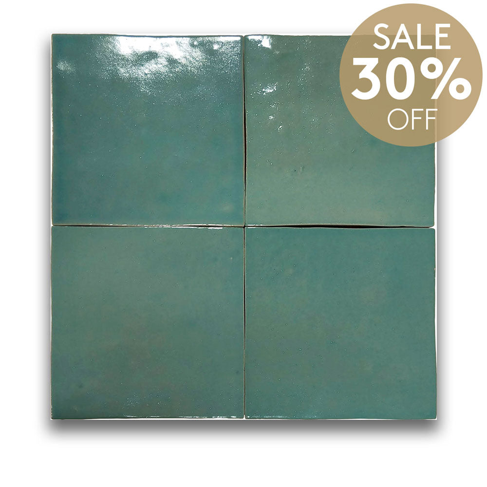 Manara Clay Tamir Turquesa Green 100x100 Zellige Gloss Tile
