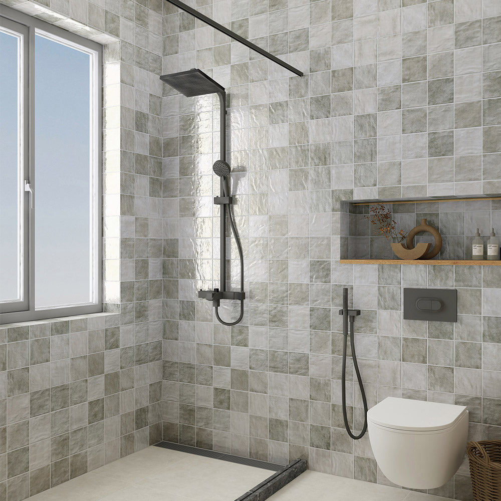 Marrakesh Ash Grey 120X120 Zellige Gloss Square Tile