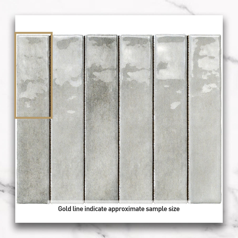 Marrakesh Ash Grey 250x50 Zellige Gloss Subway Tile