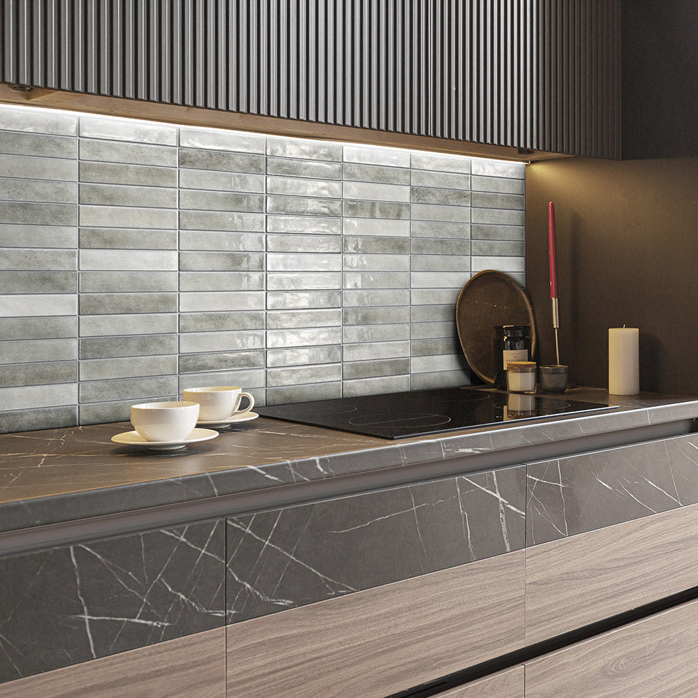 Marrakesh Ash Grey 250x50 Zellige Gloss Subway Tile