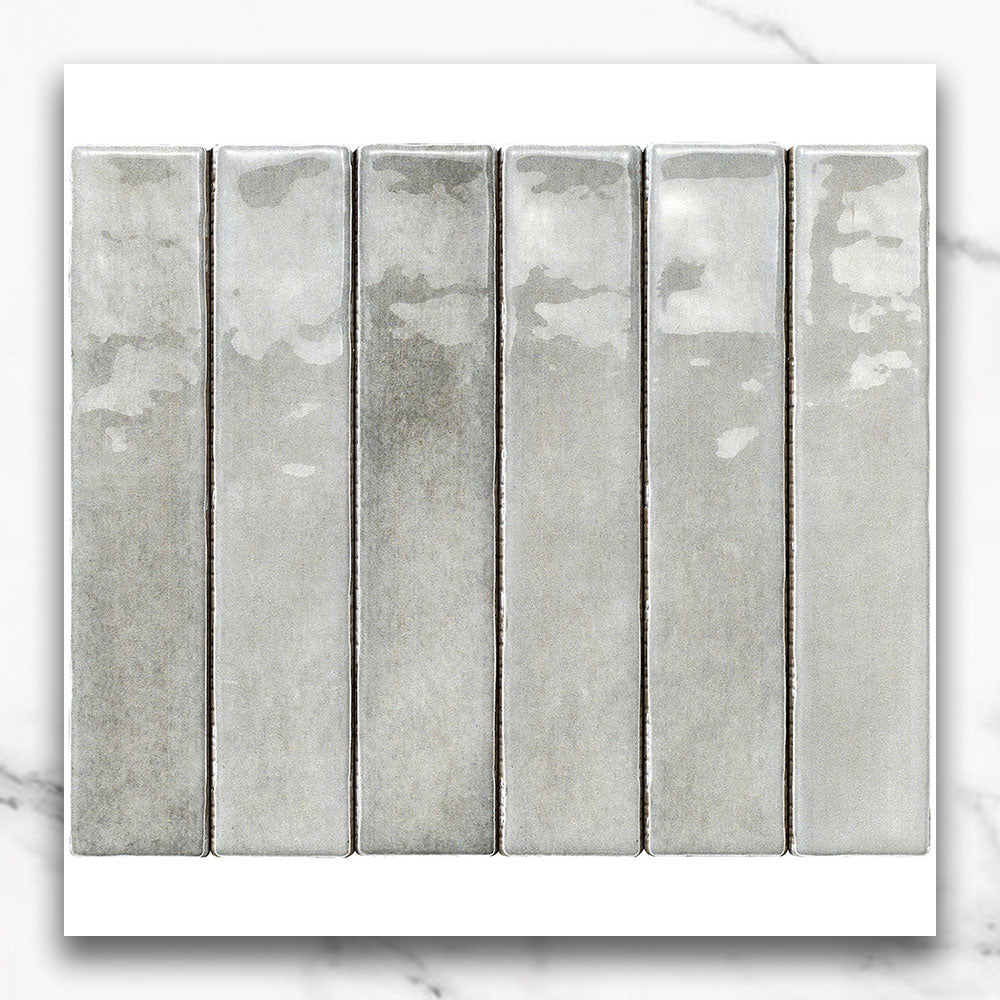 Marrakesh Ash Grey 250x50 Zellige Gloss Subway Tile