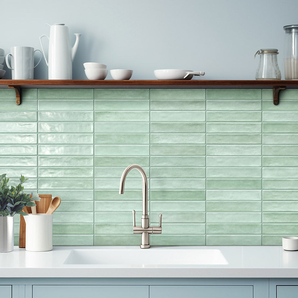 Marrakesh Mint 250x50 Zellige Gloss Subway Tile