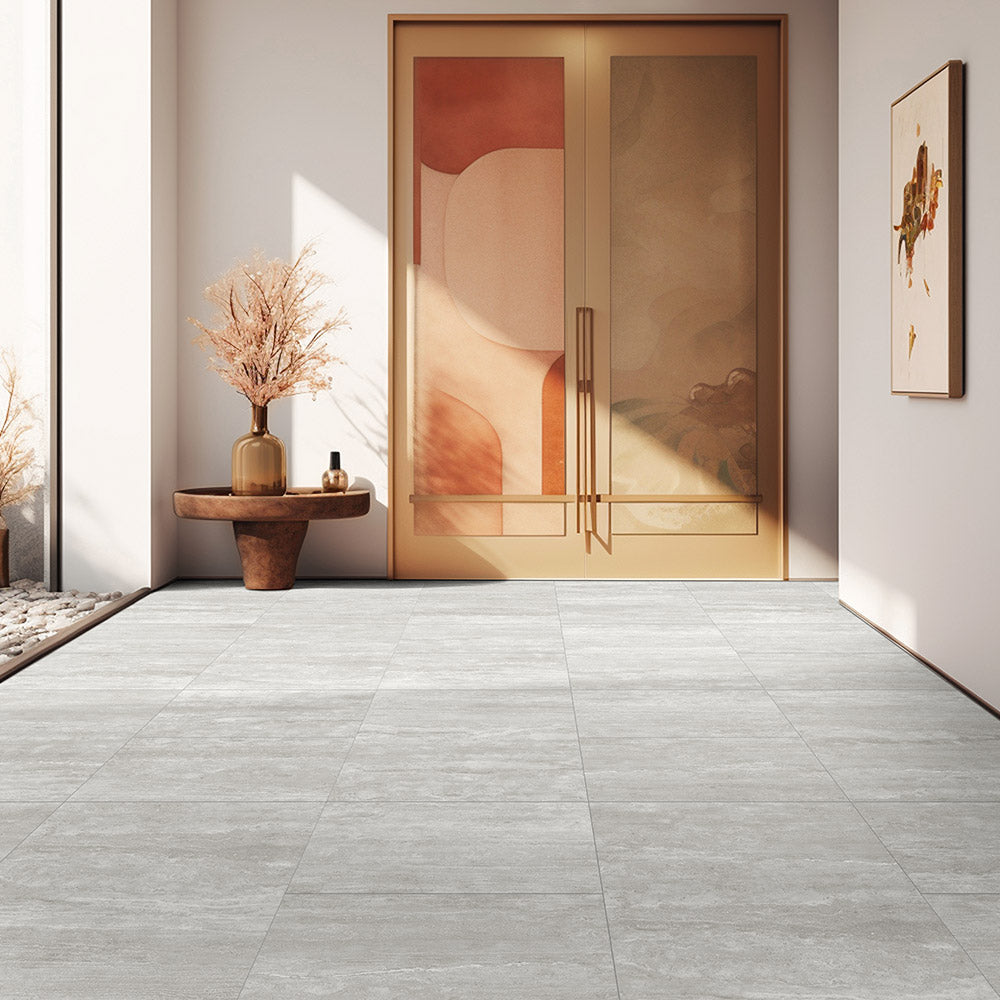 Marseille Grey 600x600 Matt Travertine Look Porcelain Tile