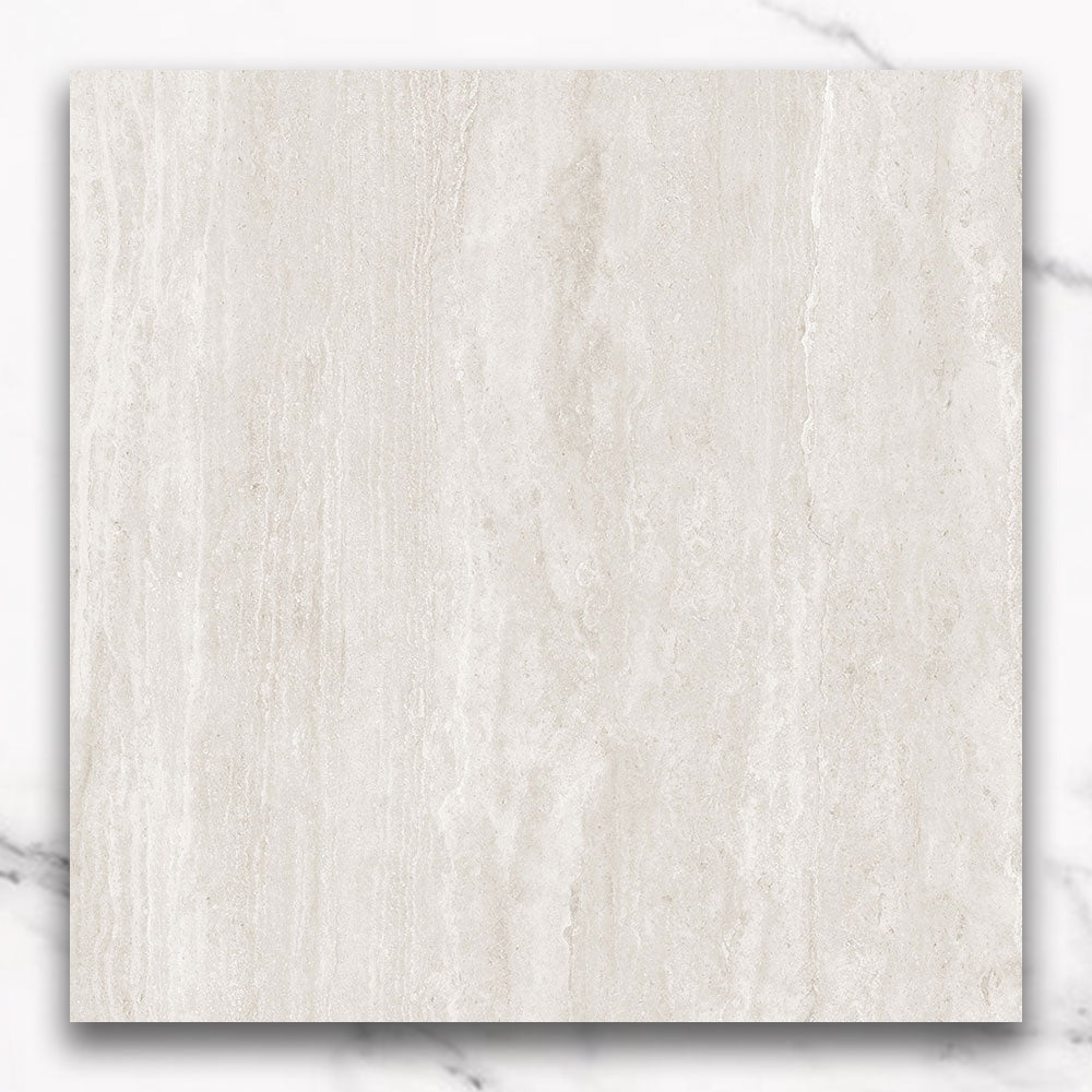 Marseille White 600x600 Matt Travertine Look Porcelain Tile