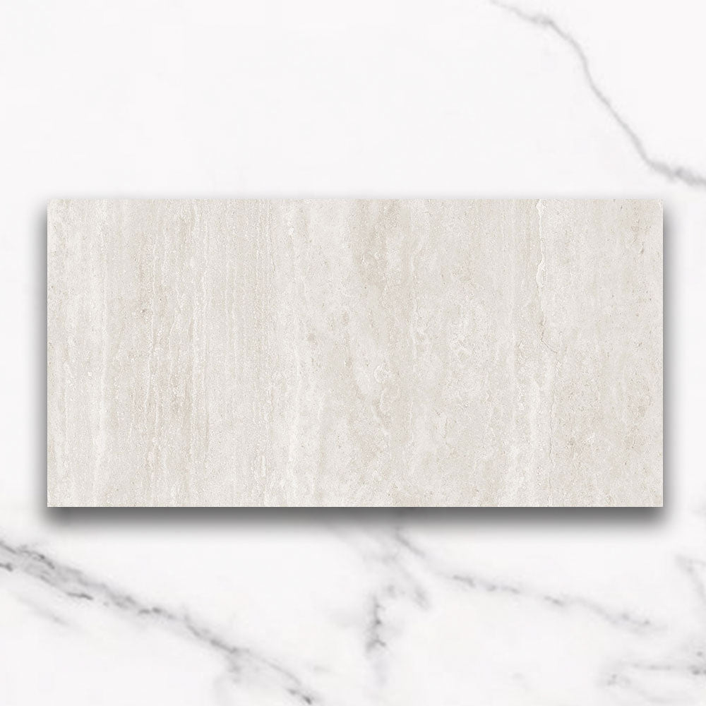 Marseille White 300x600 Matt Travertine Look Porcelain Tile