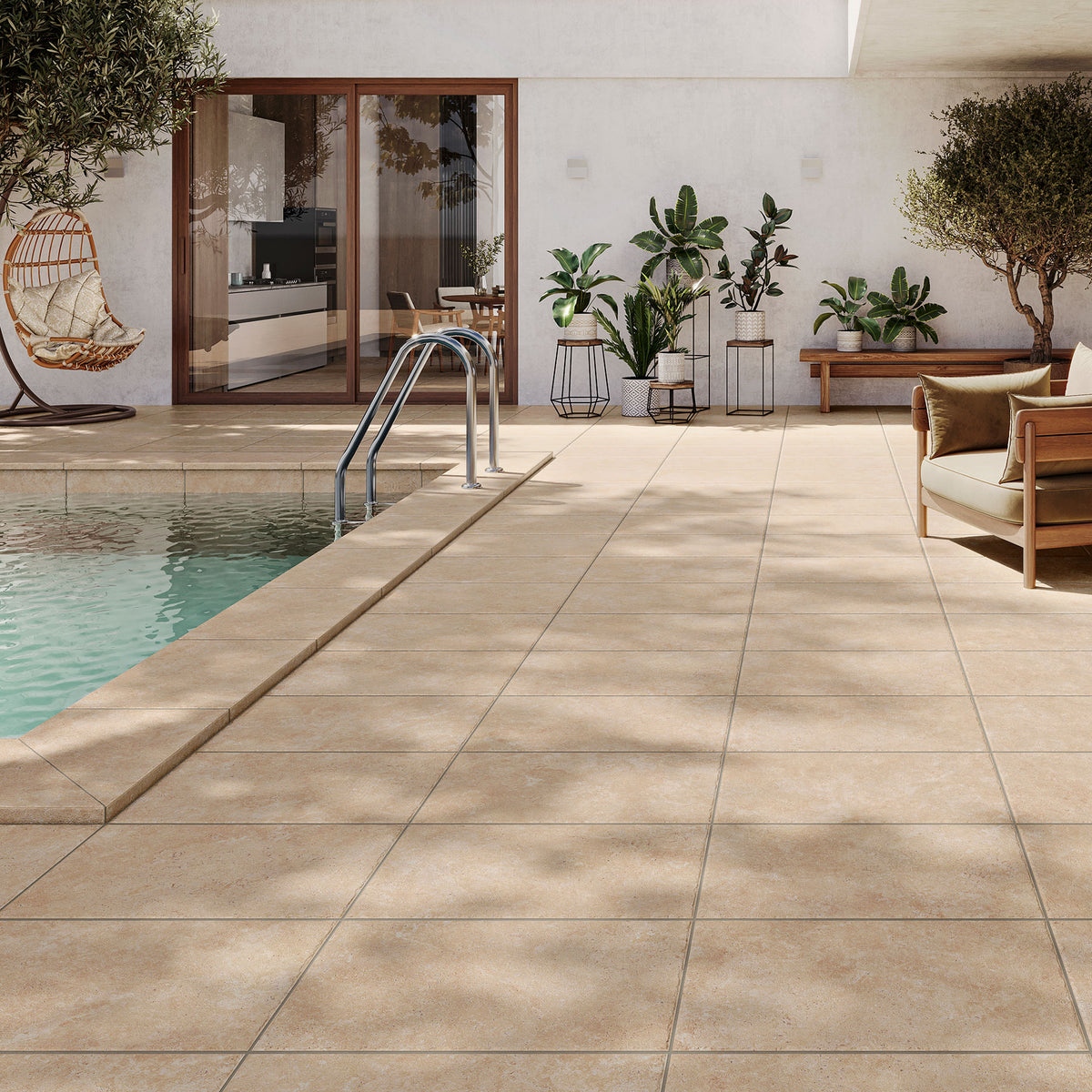 Milos Beige 440x600 Travertine CC Outdoor Porcelain Tile