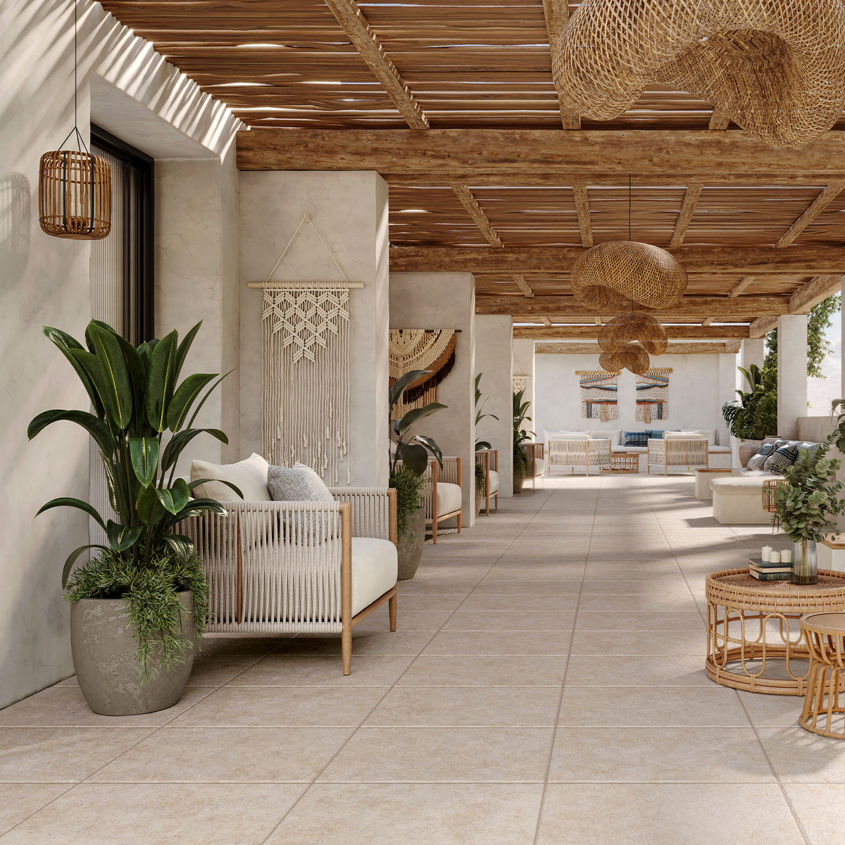 Milos Ivory 440x600 Travertine CC Outdoor Porcelain Tile