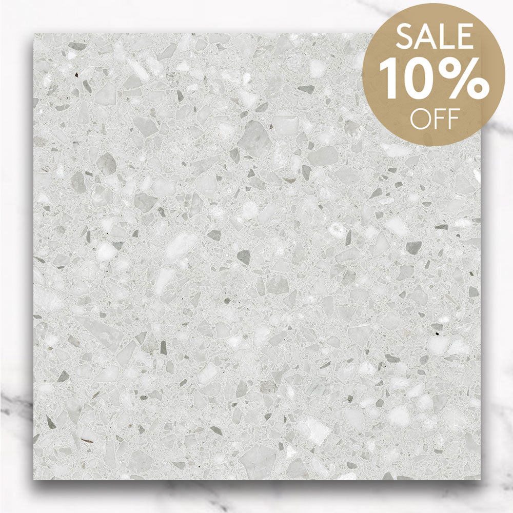 Modena White 300X300 Matt Terrazzo Porcelain Tile