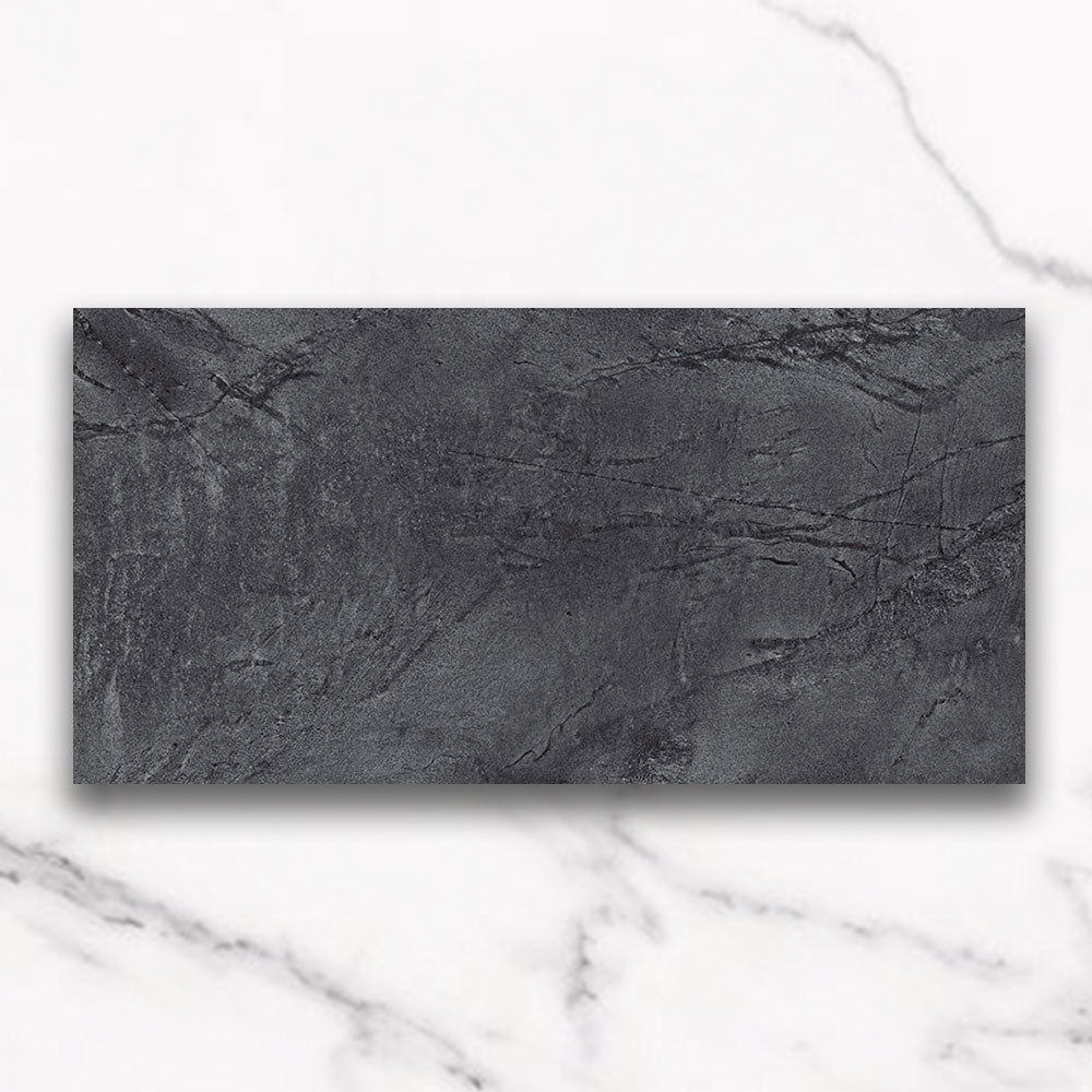 Mondial Graphite 300x600 Stone Look Lappato Porcelain Tile